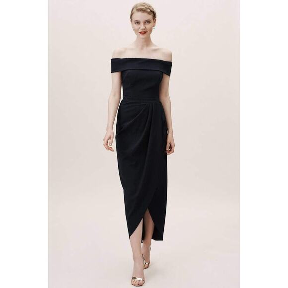 New Anthropologie BHLDN Thompson Dress Off-The-Shoulder SIZE 6 Black - Picture 6 of 8